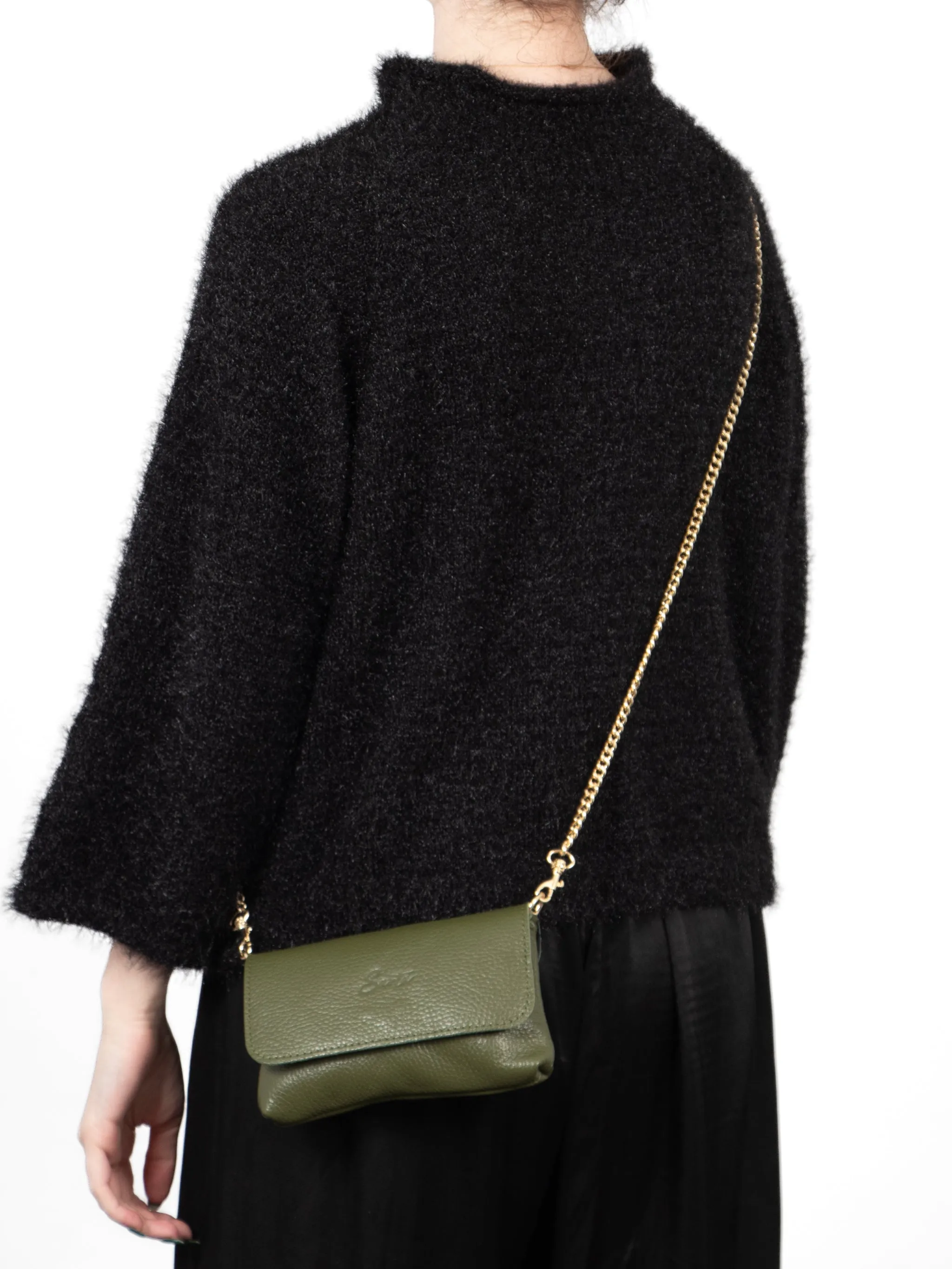 Olga Mini Crossbody Bag - Khaki, Pebbled