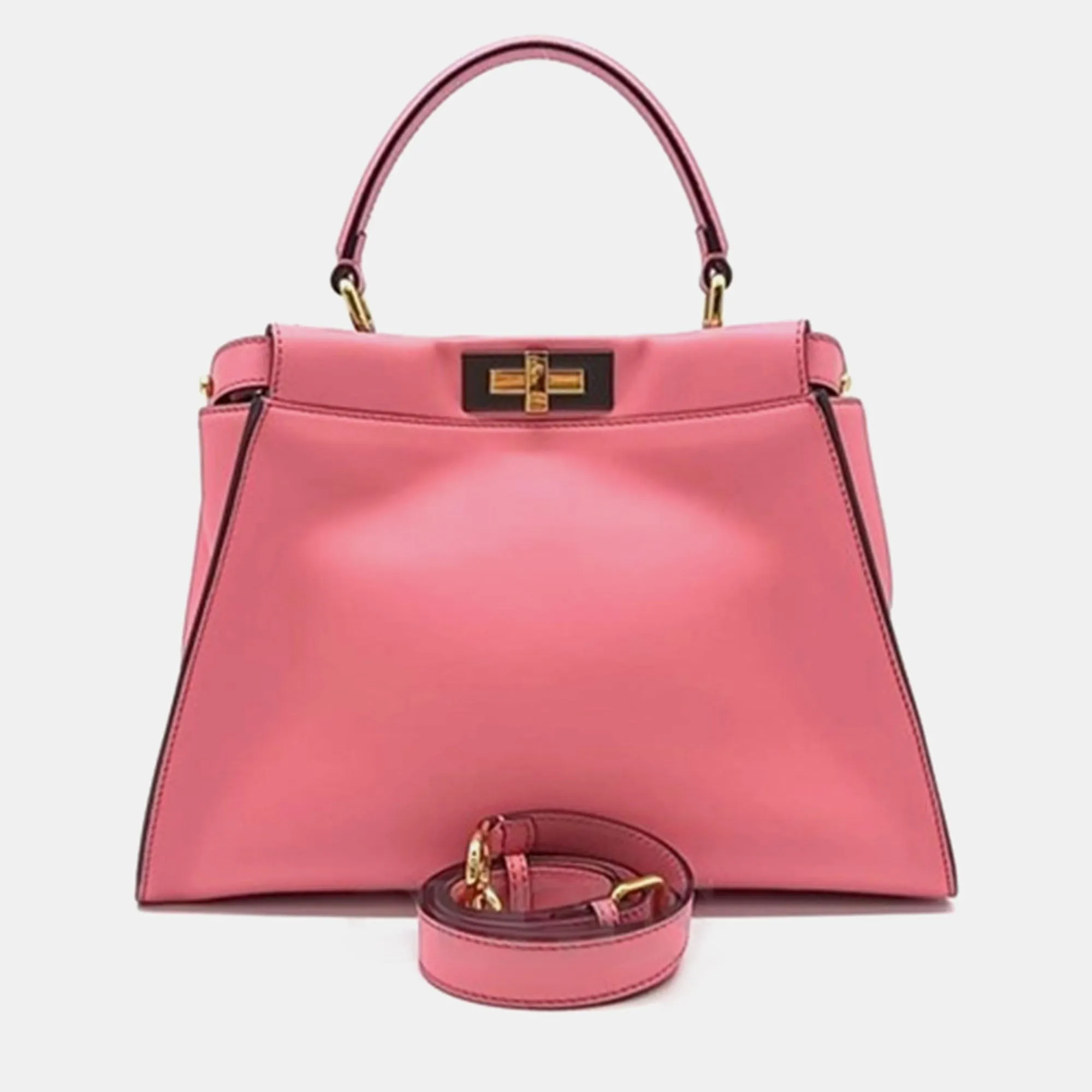 Pink Leather Peekaboo Medium Tote Bag