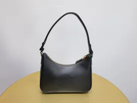 PRA Re-Edition Saffiano Leather mini Axillary pouch bag Black 1BC204