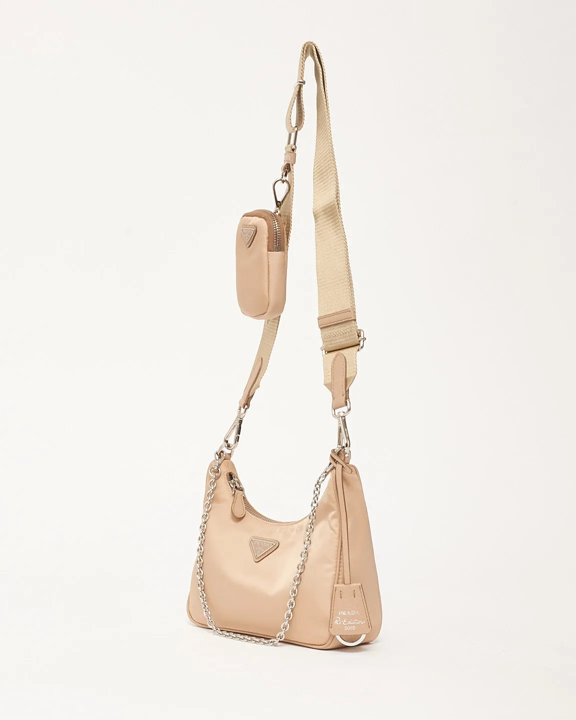 Prada Beige Nylon 2005 Re-Edition Crossbody Bag
