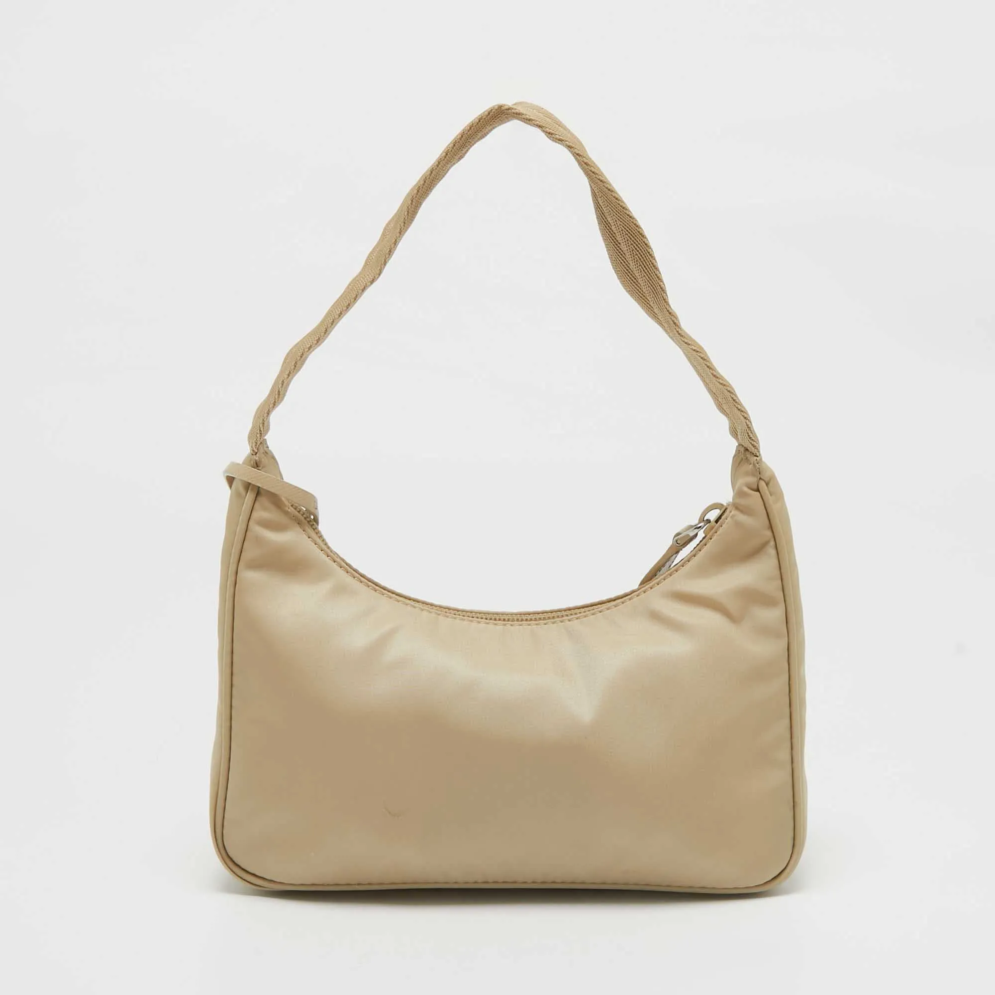 Prada Beige Nylon Mini Re-Edition 2000 Baguette Bag