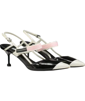 Prada Black Leather Slingback Pumps UK 7.5 EU 40.5 👠