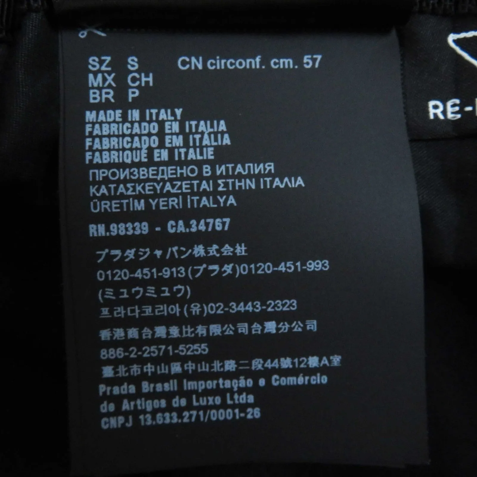 PRADA hat 1HC137 recycled polyamide black RE-NYLON
