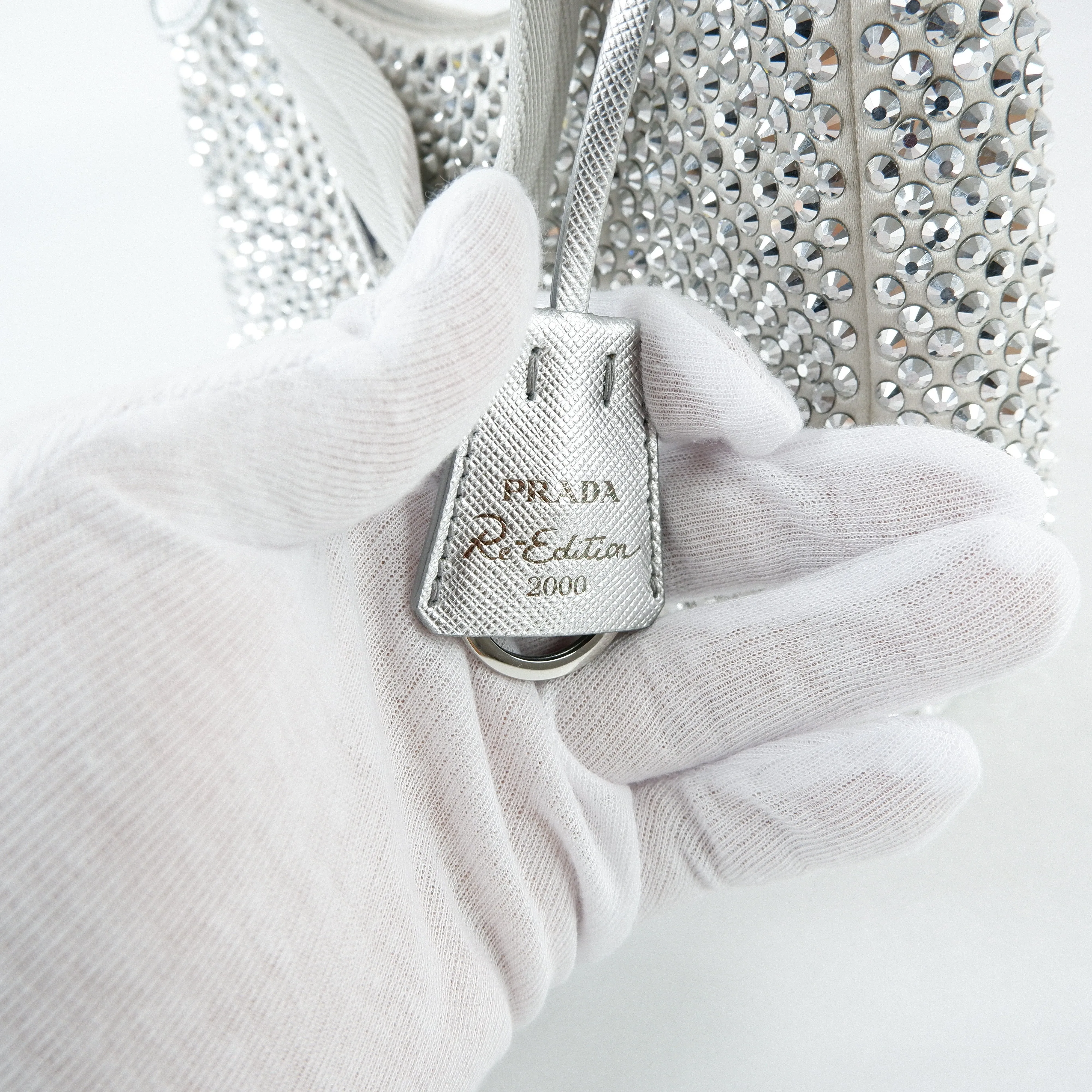 Prada Re-Edition Silver Argento Crystal