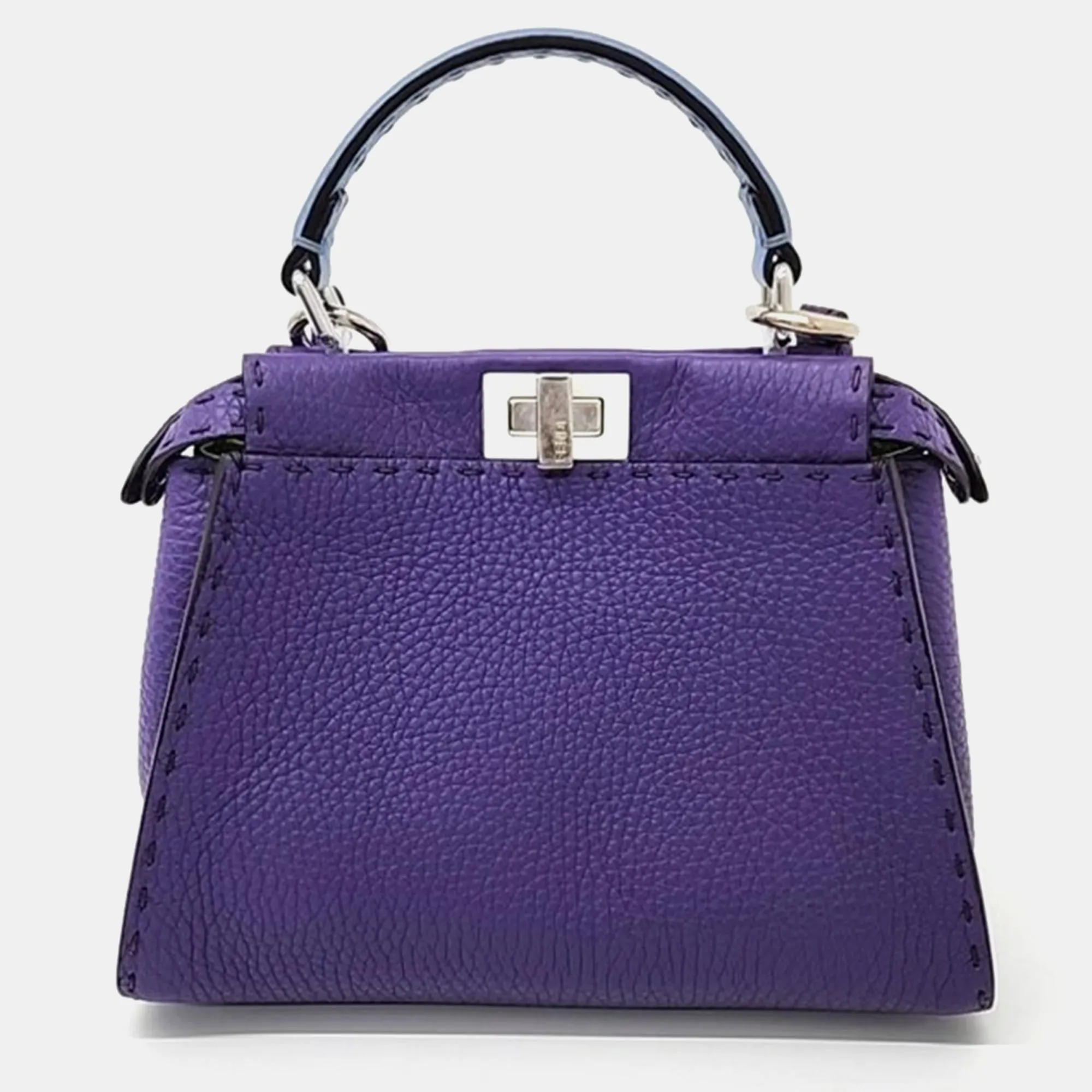 Purple Leather Selleria Mini Peekaboo Iconic Satchel Bag