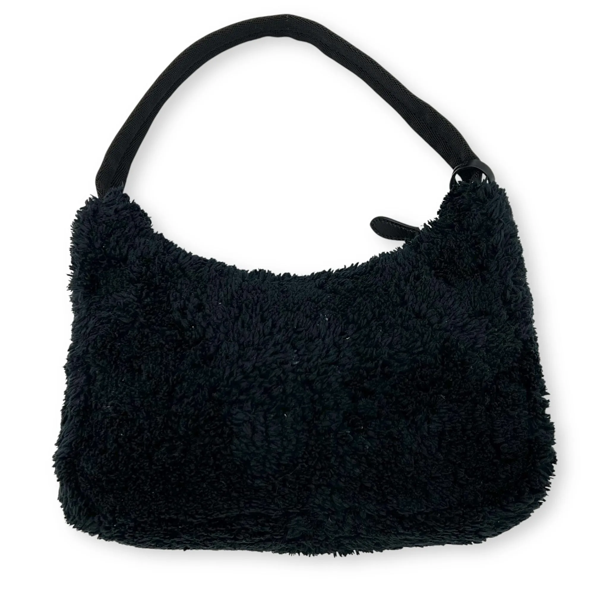 Re-Edition 2000 Black Shoulder Bag in Terry, Silver hardware