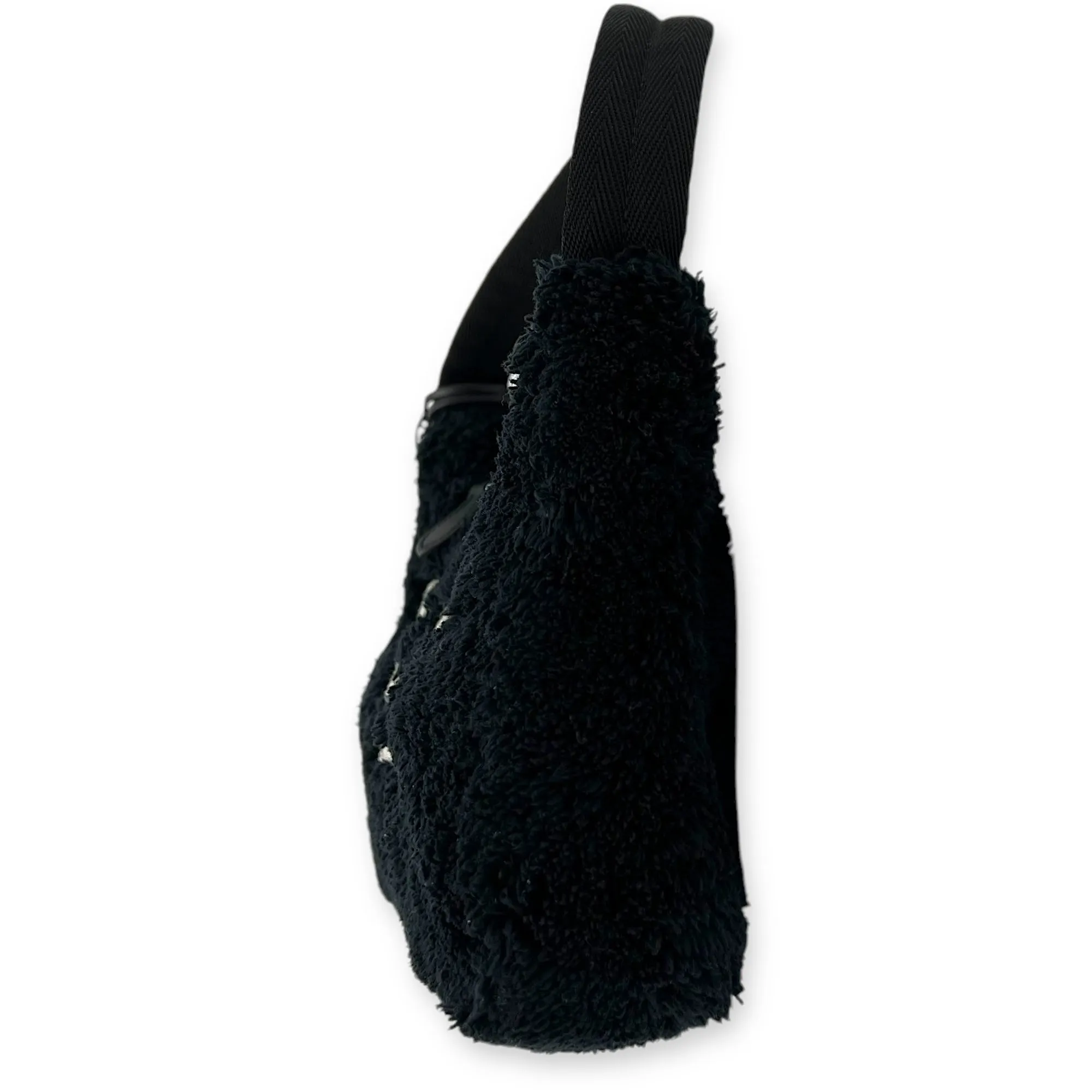 Re-Edition 2000 Black Shoulder Bag in Terry, Silver hardware
