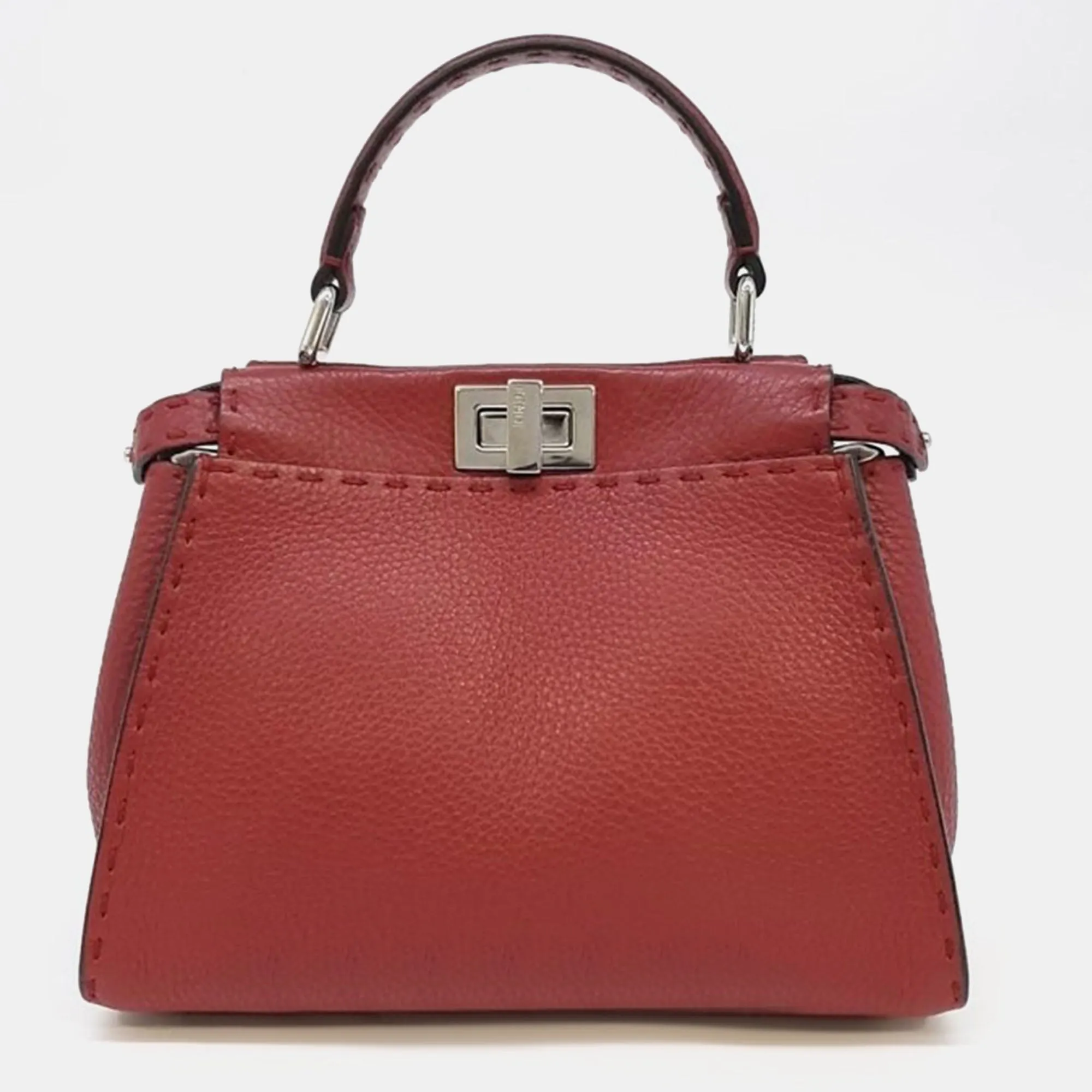 Red Selleria Leather Mini Peekaboo Top Handle Bag