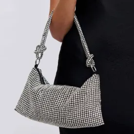 Silver Diamond Knot Bag Bling Rhinestone Evening Bag Party Purse #22