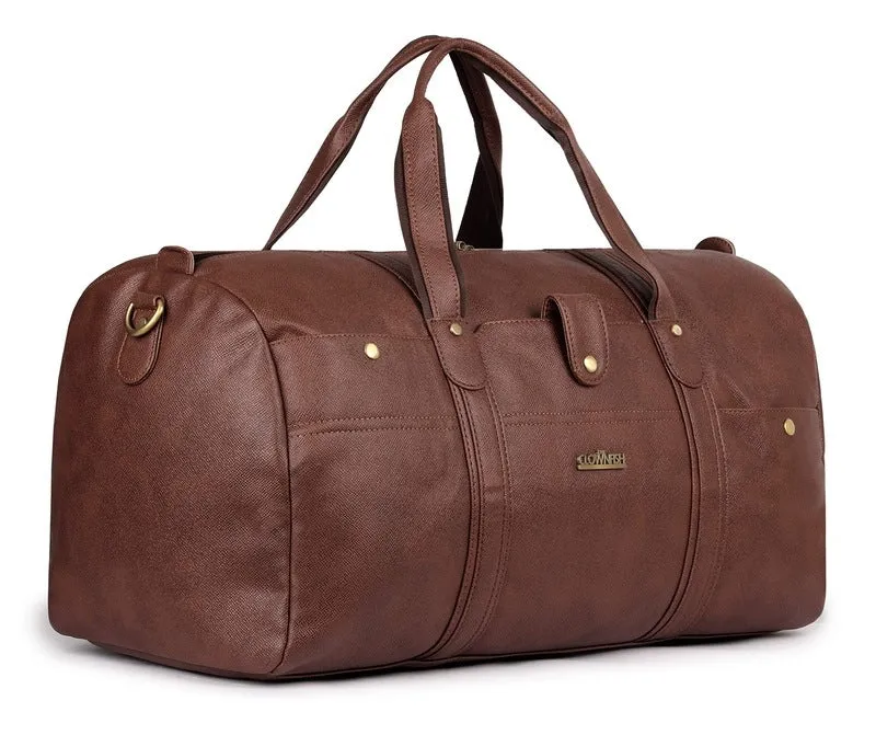 The Clownfish Emperor Series 37L Travel Duffel - Premium Leatherette | Waterproof | 37L | Dark Brown