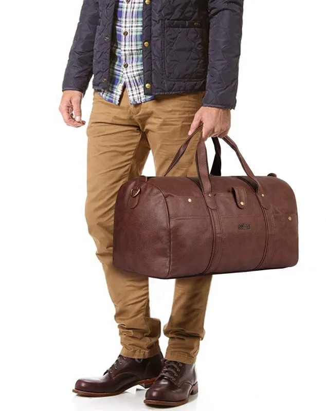 The Clownfish Emperor Series 37L Travel Duffel - Premium Leatherette | Waterproof | 37L | Dark Brown