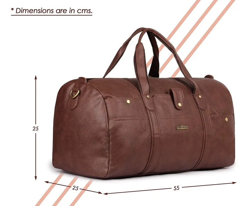 The Clownfish Emperor Series 37L Travel Duffel - Premium Leatherette | Waterproof | 37L | Dark Brown