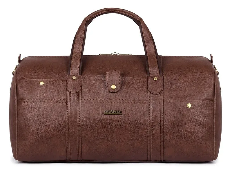 The Clownfish Emperor Series 37L Travel Duffel - Premium Leatherette | Waterproof | 37L | Dark Brown