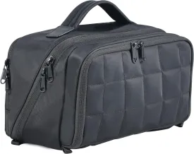 Travel Makeup Bag Organizer Cosmetic Bag for Women,Waterproof Toiletry Bag Quilted Makeup Travel Bag for traveling women,Large Make Up Bag with 3 Compartments,Flat-Opening,Black (Patented)