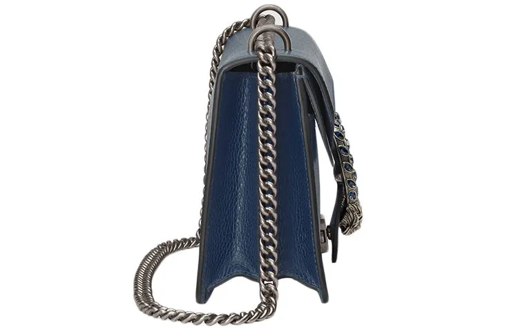 (WMNS) GUCCI Dinoysus Tiger Head Leather Chain Shoulder Messenger Bag Small Navy Blue Classic