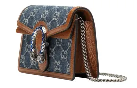 (WMNS) GUCCI Dionysus Logo Denim Messenger Bag Gray Blue / Brown Retro