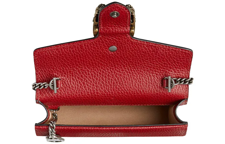 (WMNS) GUCCI Dionysus Series Leather Bag Single-Shoulder Bag MIni-Size Red