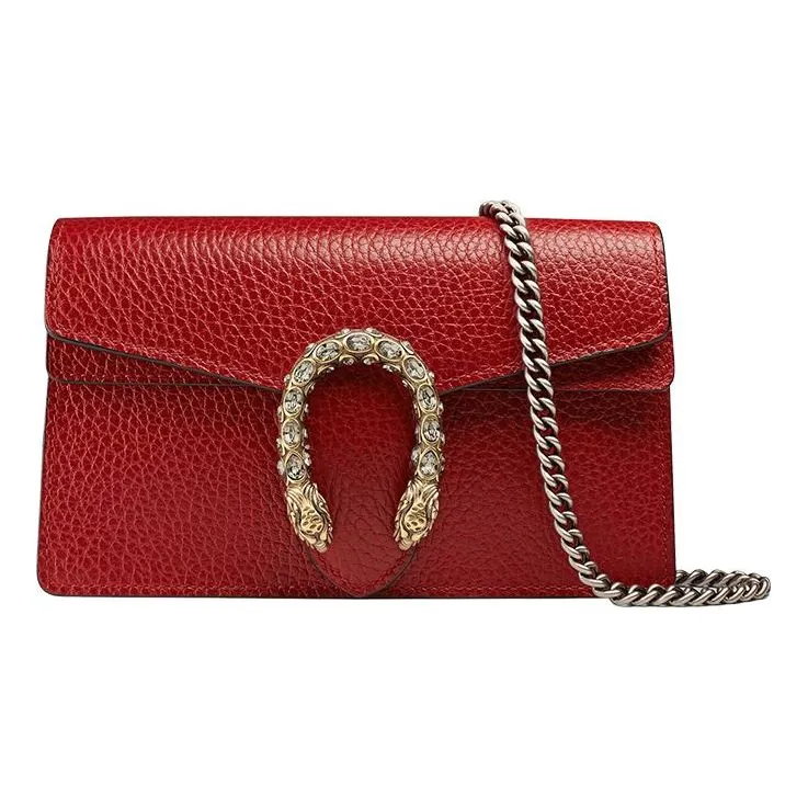 (WMNS) GUCCI Dionysus Series Leather Bag Single-Shoulder Bag MIni-Size Red