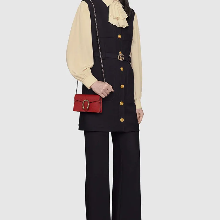 (WMNS) GUCCI Dionysus Series Leather Bag Single-Shoulder Bag MIni-Size Red