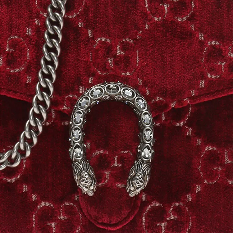 (WMNS) GUCCI Dionysus Series Velvet Chain Single Shoulder Bag Red