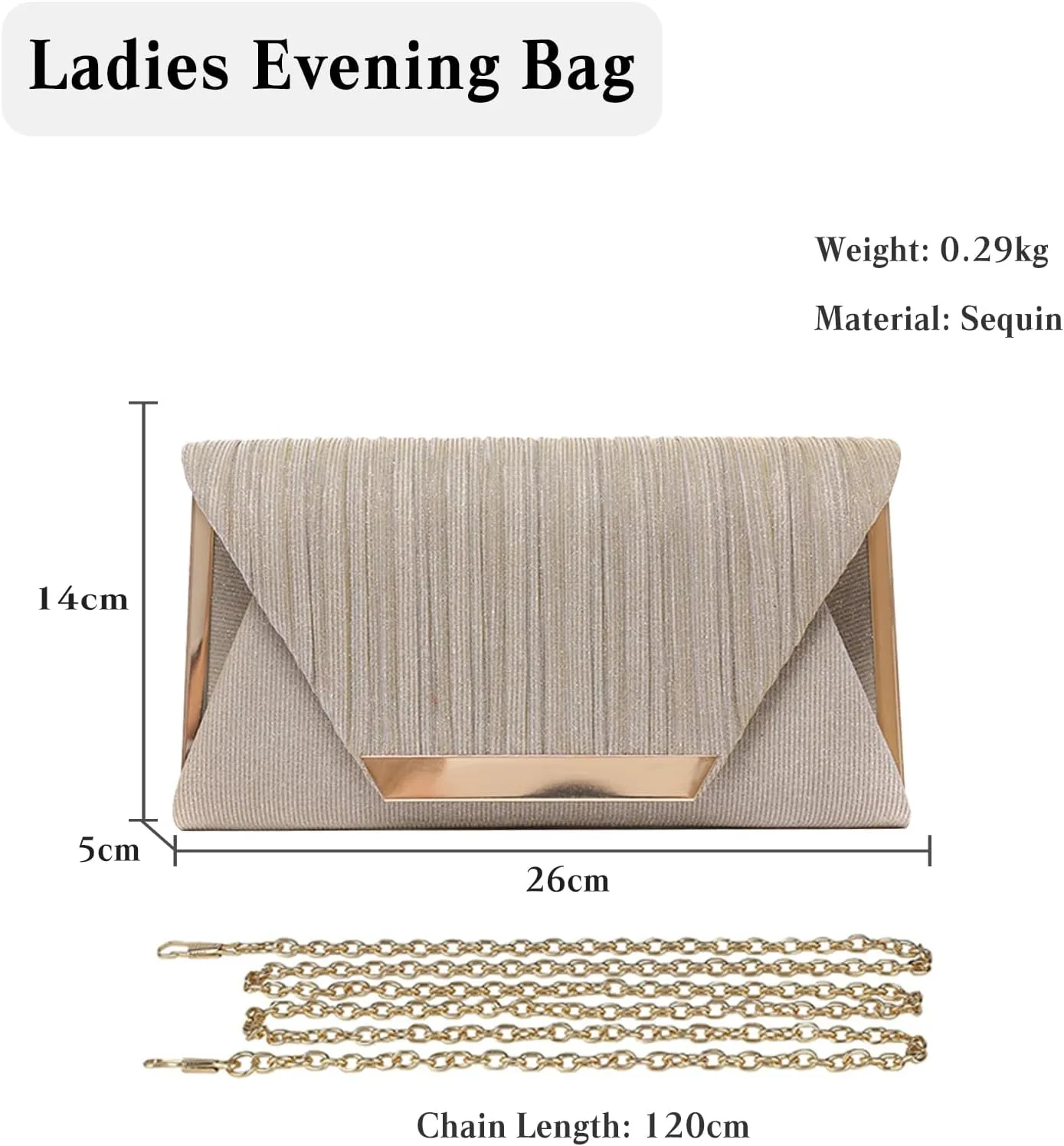 Women Envelope Evening Bag Glitter Sequins Clutch Bag Bridal Wedding Purse Sparkly Shoulder Bag Shiny Handbag