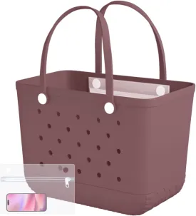 X-Large Rubber Beach Bag Tote Waterproof Tote Bag with Zipper Pocket Modern Travel Tote Bag Sports Beach