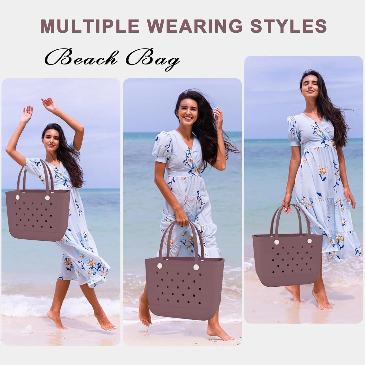 X-Large Rubber Beach Bag Tote Waterproof Tote Bag with Zipper Pocket Modern Travel Tote Bag Sports Beach