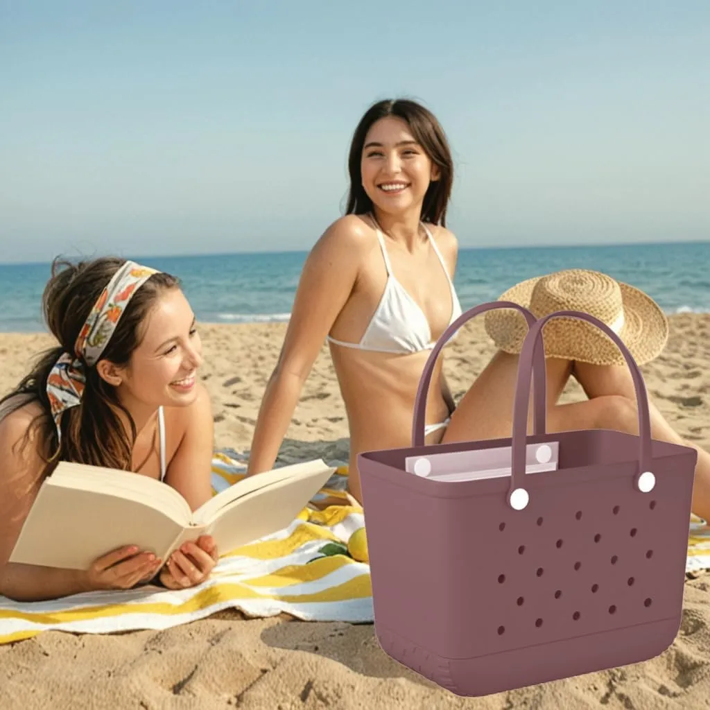 X-Large Rubber Beach Bag Tote Waterproof Tote Bag with Zipper Pocket Modern Travel Tote Bag Sports Beach